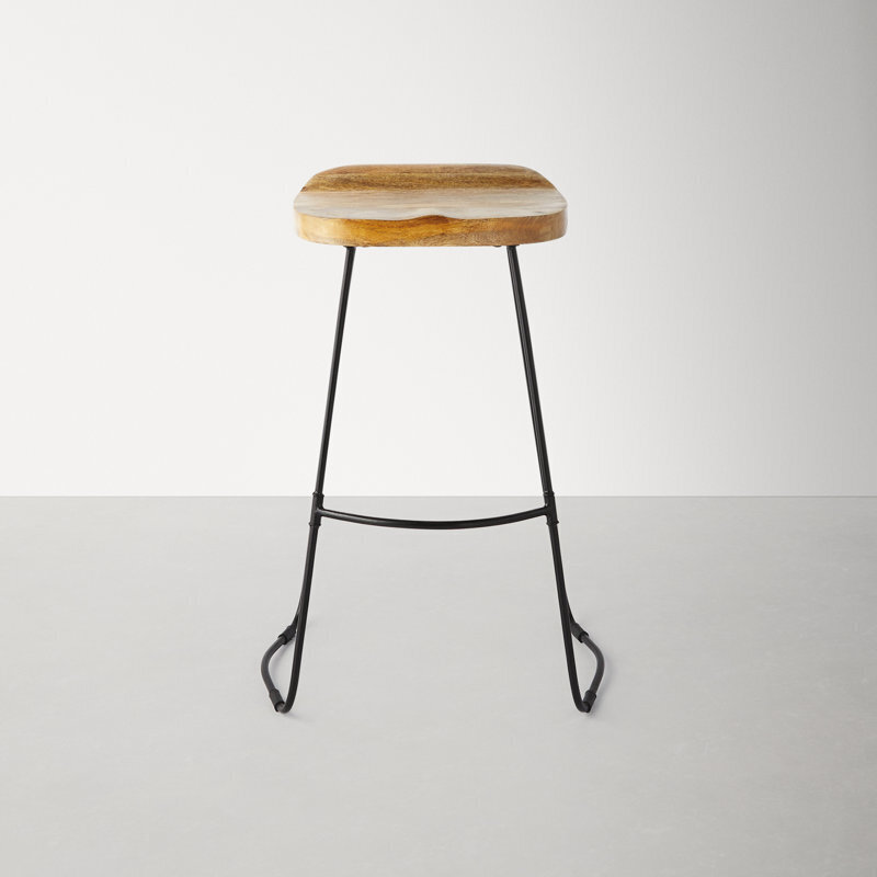 Wire Stool With Wood Seat