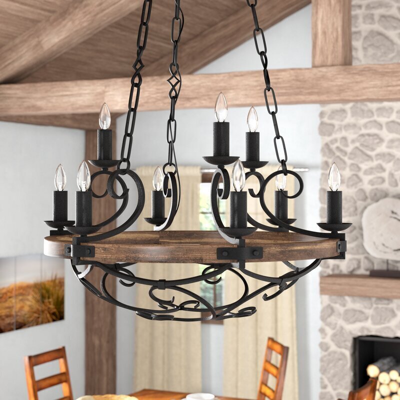 Wood and Metal Tuscan Style Chandelier