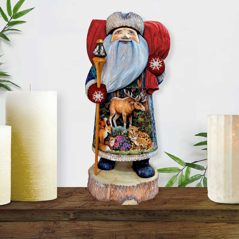 G. Debrekht Russian Santa Wooden Wine Bottle Box