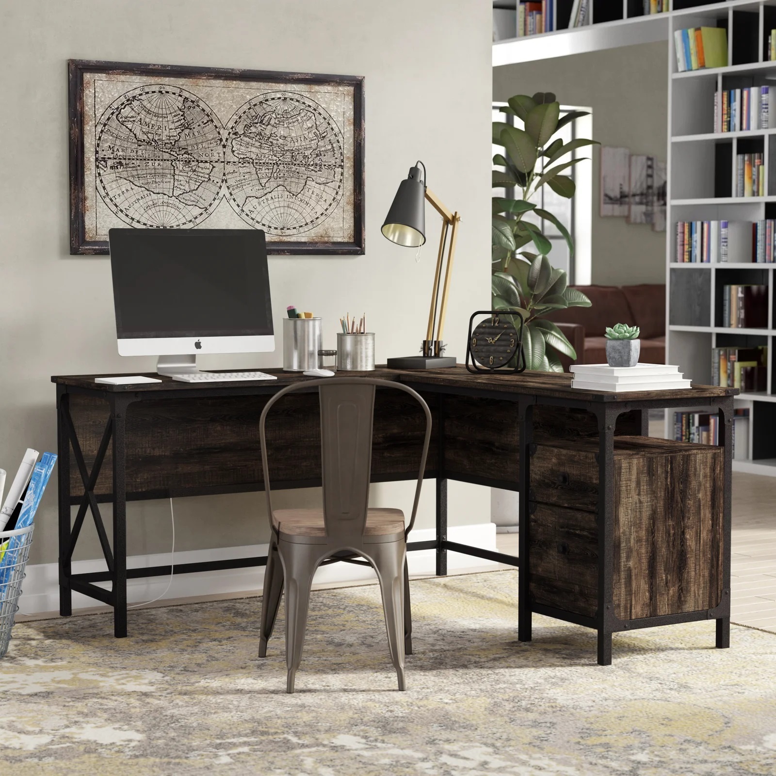 Wood L Shaped Executive Desk With Return