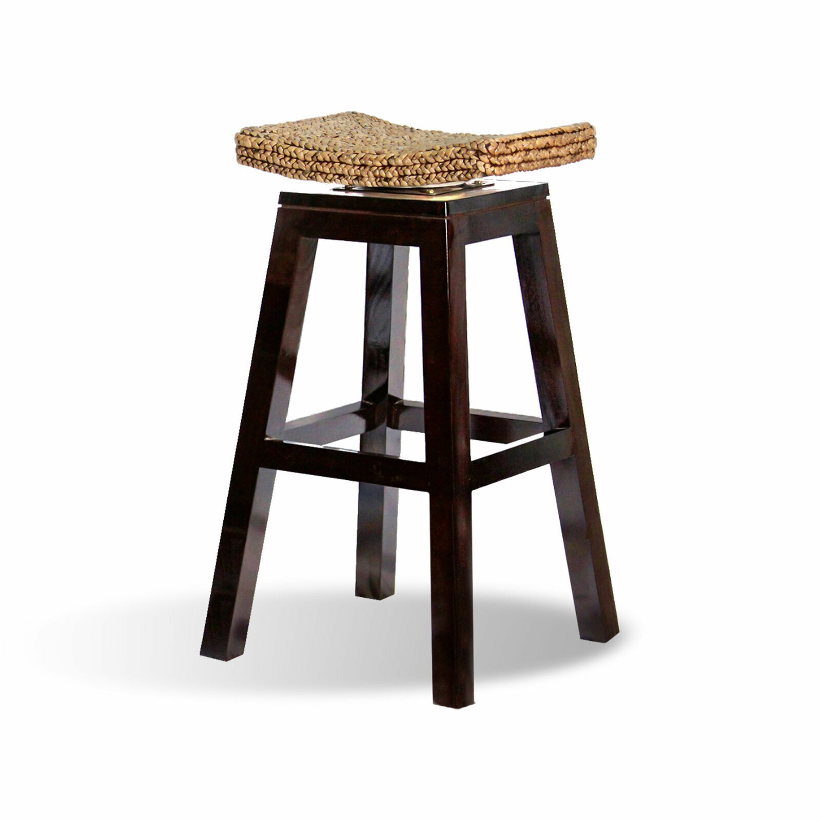 Wooden Bar Stool With Saddle Seat