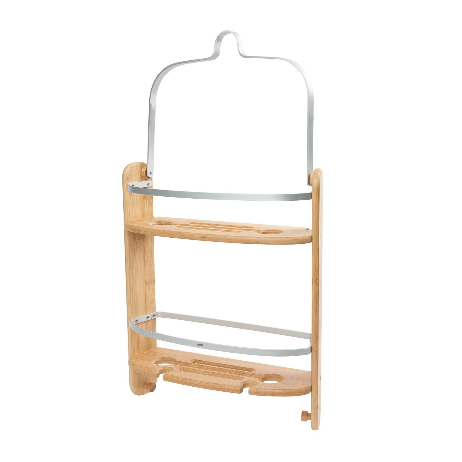 Wooden Hanging Shower Caddy With Metal Accents