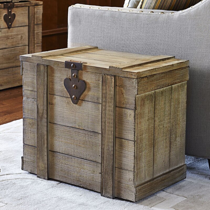 Shabby Chic Storage Trunks in Wood Painted a Soft Grey 