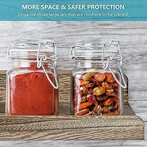 Wooden Spice Rack Wall Mount Seasoning Rack Organizer ,Wood Small Hanging Floating Shleves for Kitchen ,2 Pack 4-Tier Mountable Farmhouses Especiero Shelf Holder Set