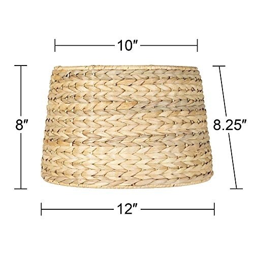 Woven Seagrass Small Drum Lamp Shade 10" Top x 12" Bottom x 8.25" Slant x 8" High (Spider) Replacement with Harp and Finial - Brentwood