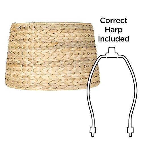 Woven Seagrass Small Drum Lamp Shade 10" Top x 12" Bottom x 8.25" Slant x 8" High (Spider) Replacement with Harp and Finial - Brentwood