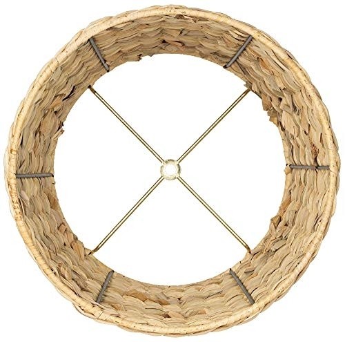 Woven Seagrass Small Drum Lamp Shade 10" Top x 12" Bottom x 8.25" Slant x 8" High (Spider) Replacement with Harp and Finial - Brentwood