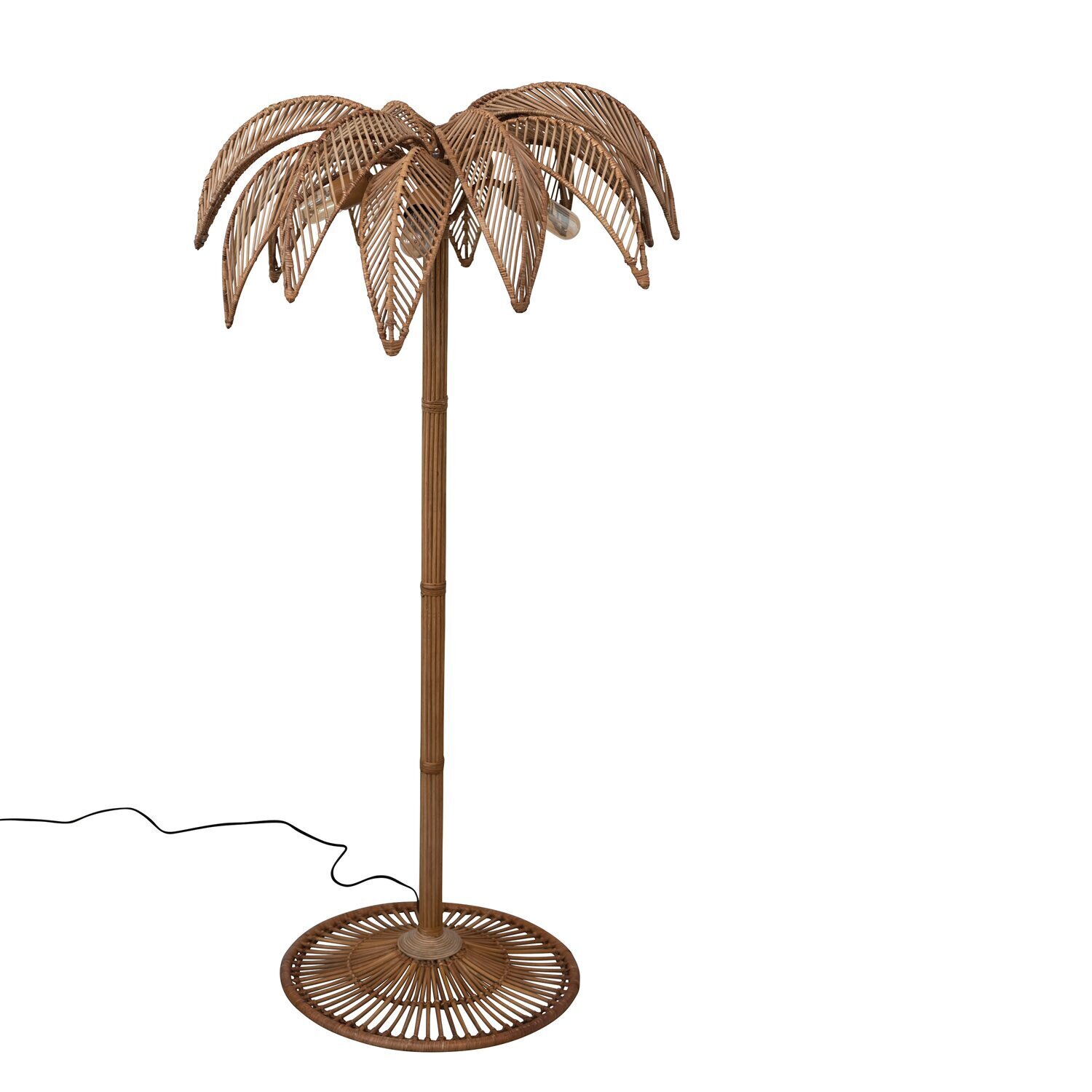 Woven Wicker Palm Tree Floor Lamp 