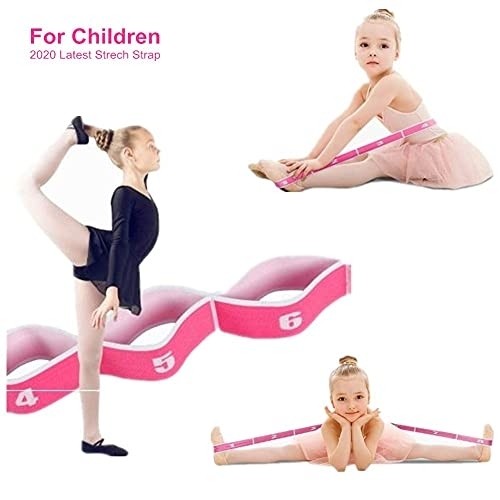 WowDude Latest Children?s Dance Training Elastic Band Stretching Straps Multi Loops Adjustable Exercise Bands Elastic Exercise Band Leg Exercise Yoga Equipment for Home Workouts-8 Loops