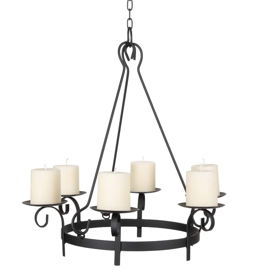 Wrought Iron Pillar Candle Chandelier