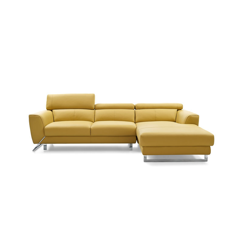 Yellow Sectional Sofa With Modern Legs