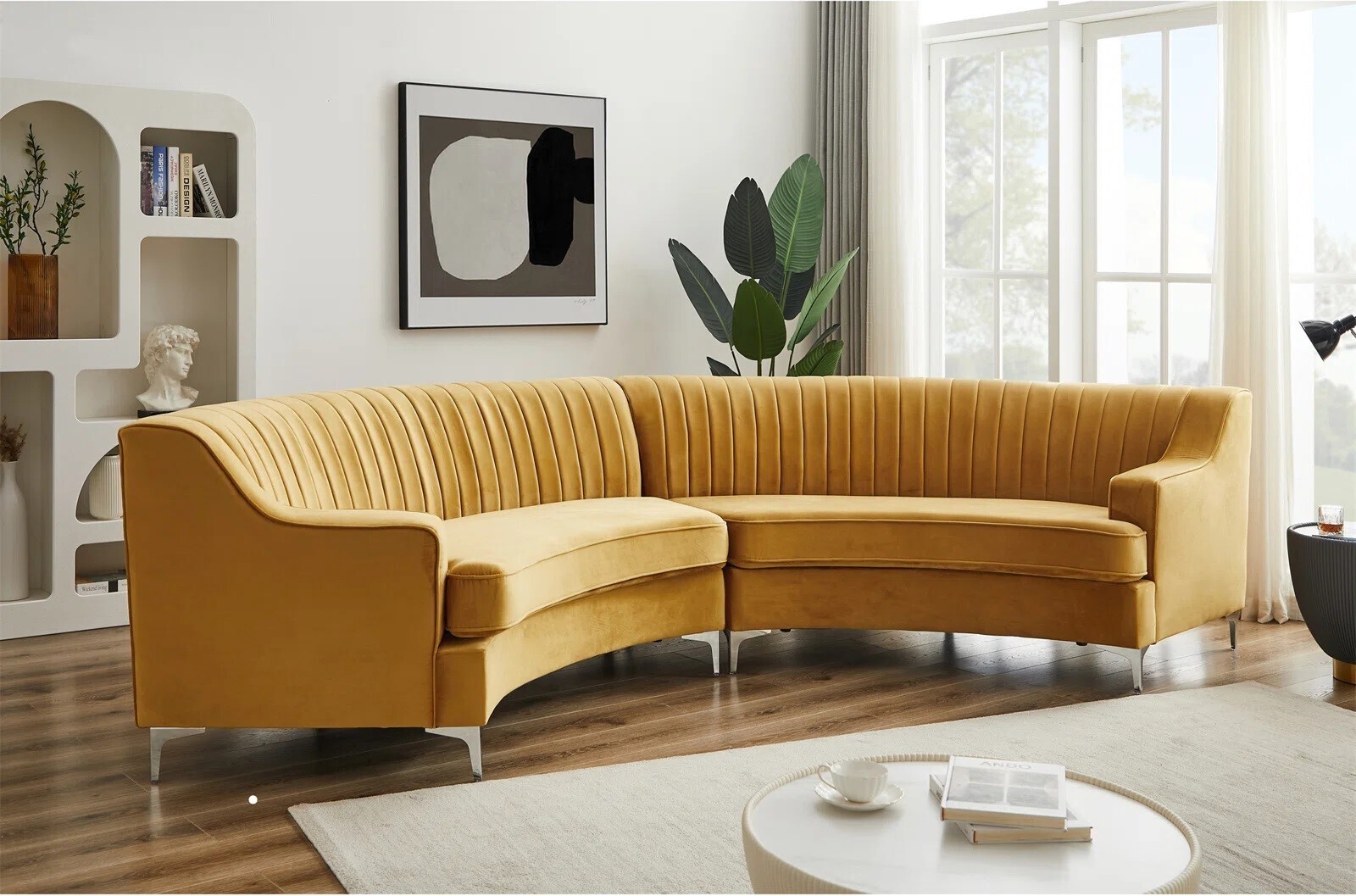 Yellow Symmetrical Modular Sofa & Chaise