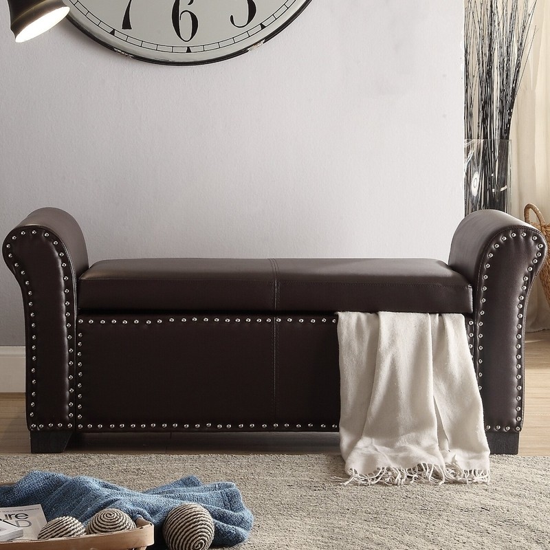 Ziemer Faux Leather Flip Top Storage Bench