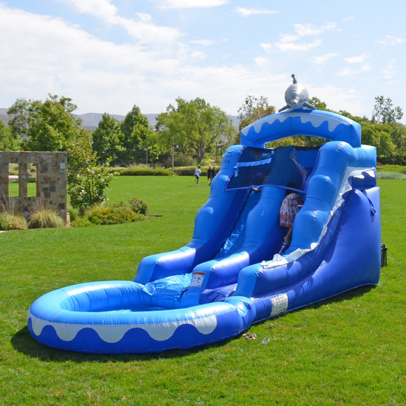 Tall Inflatable Water Slide with Attached Pool