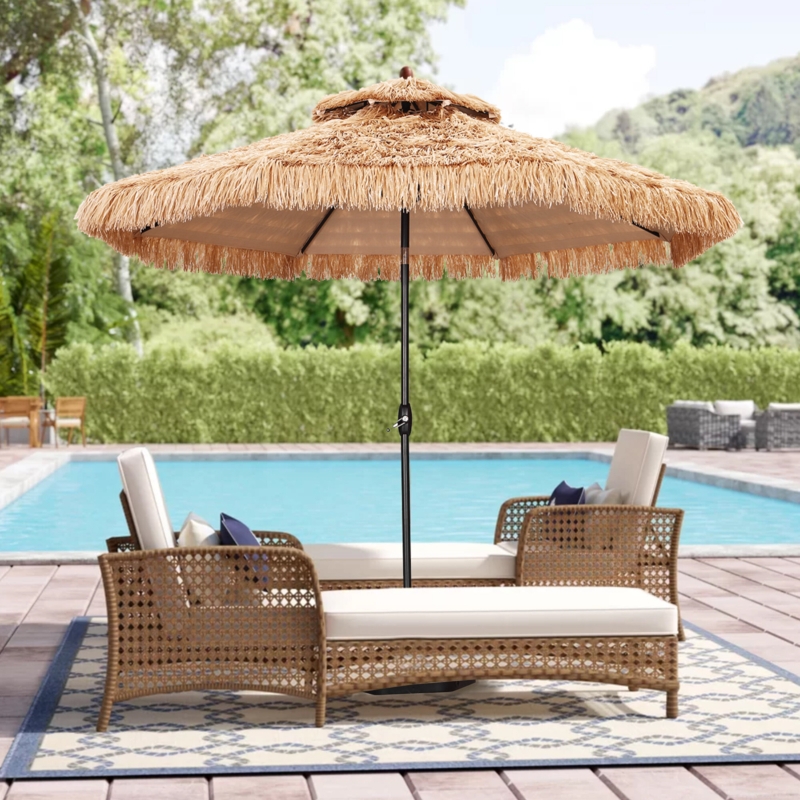 Thatched Two-Tier 10ft Patio Umbrella