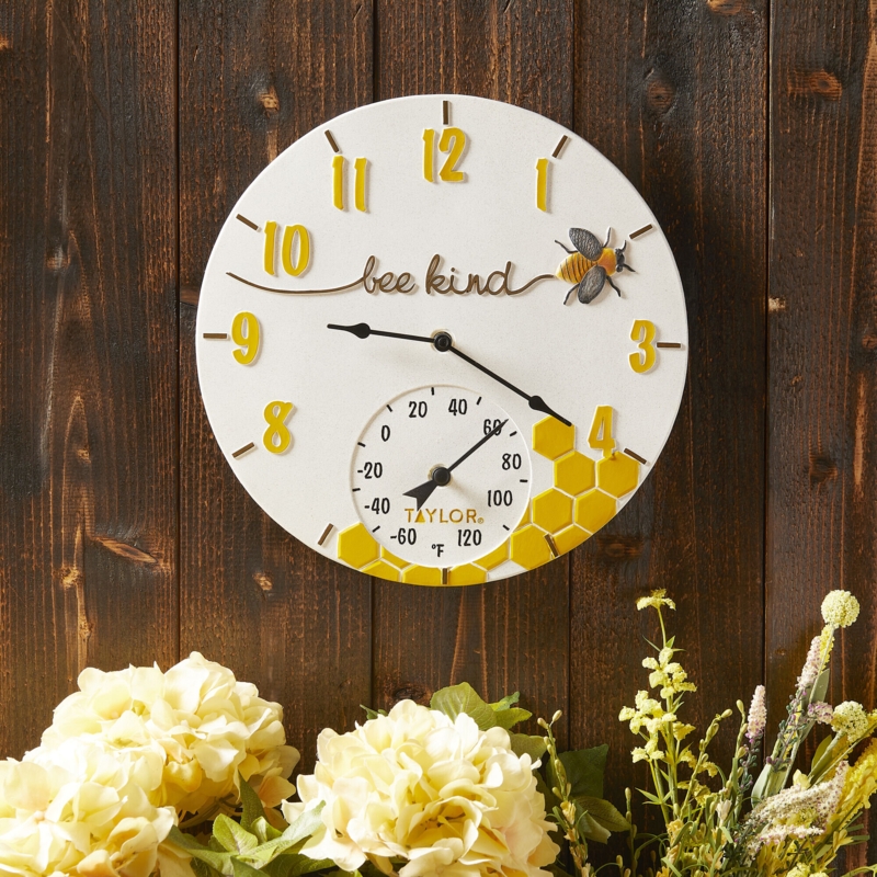 Decorative Thermometer and Clock Combo