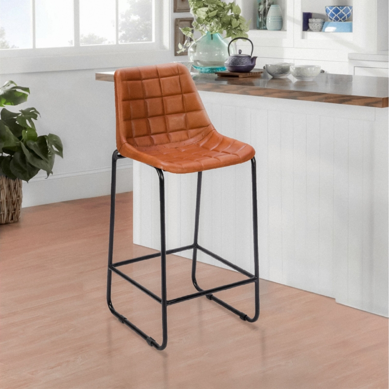 Contemporary Bar Height Chair with Tufted Seat