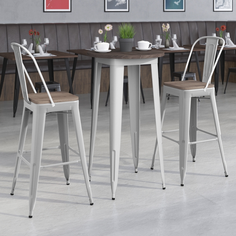 Metal Dining Bar Table with Stools Set