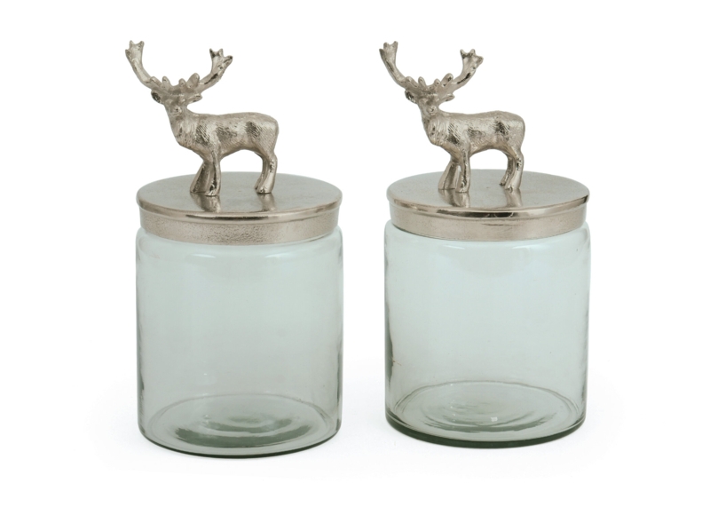 Kitchen Canister with Hand-Etched Deer Antler Lids