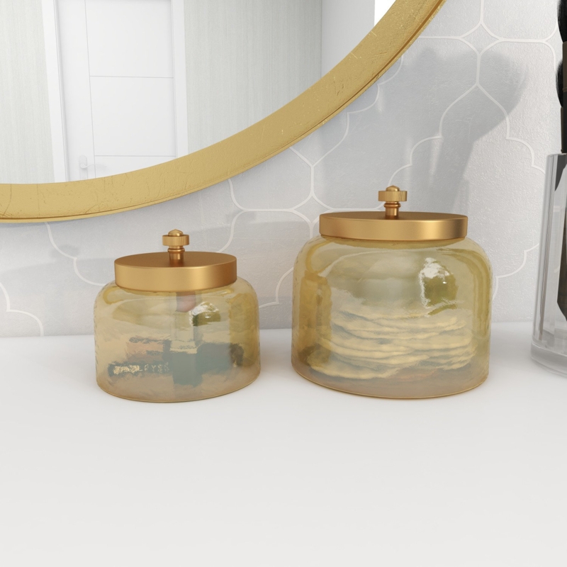 Decorative Glass Jars with Metallic Lids - Set of 2