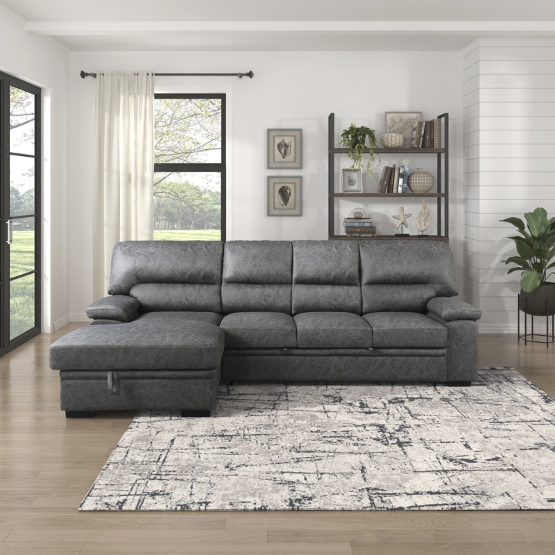 Dark Gray Sectional Sofa Bed with Storage
