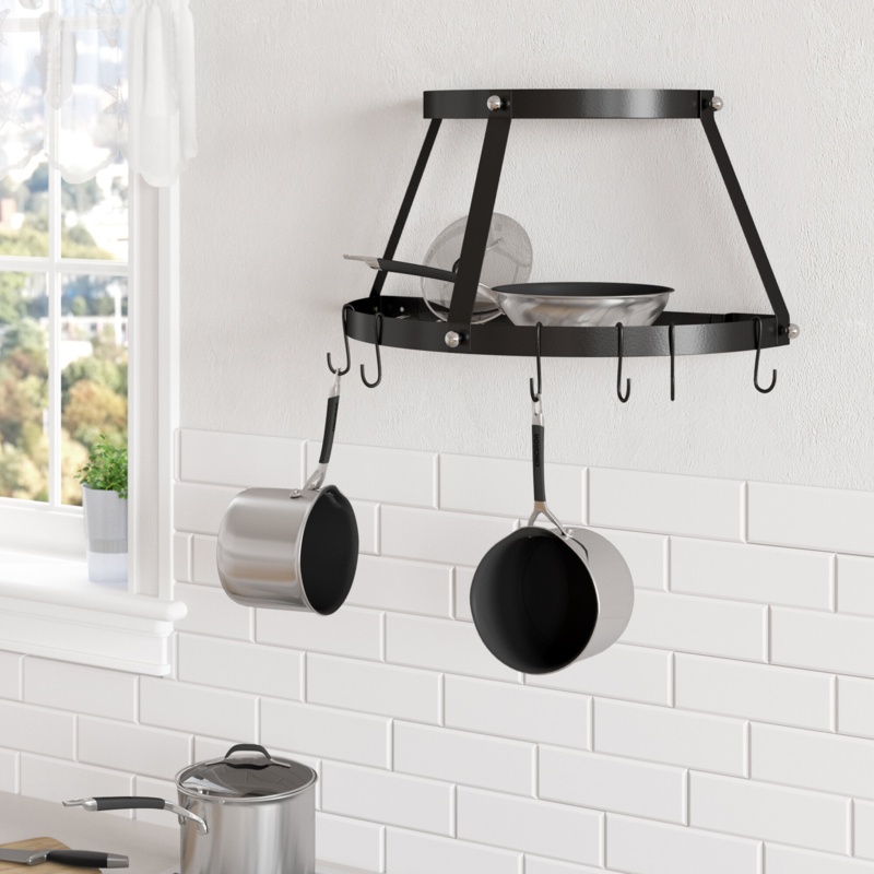 Wall-Mounted Stainless Steel Pot Rack