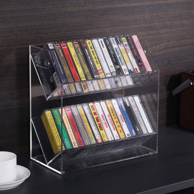 Clear Acrylic 2-Tier Cassette Tape Holder