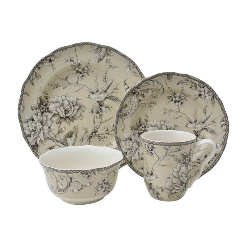 222 Fifth Adelaide Porcelain China Dinnerware Set - Service for 4