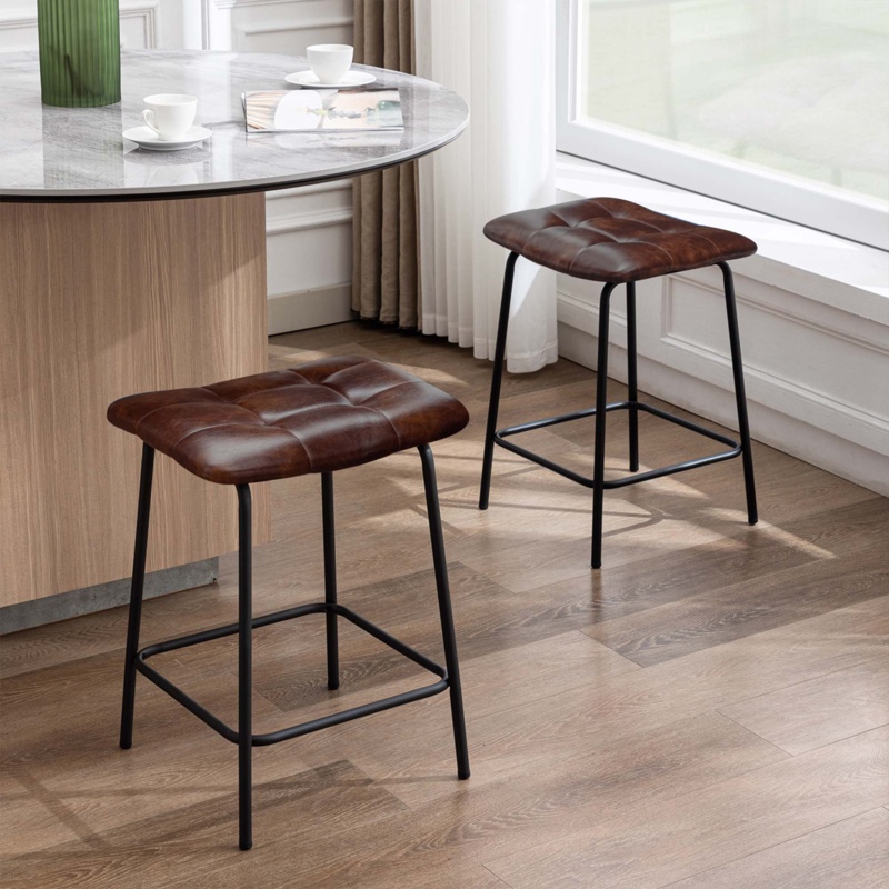 2-Piece Industrial Counter Stool Set