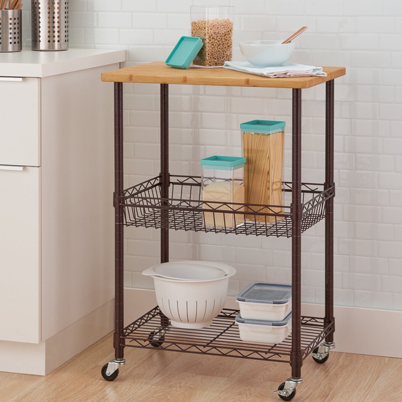 Adjustable Kitchen Cart with Removable Cutting Board