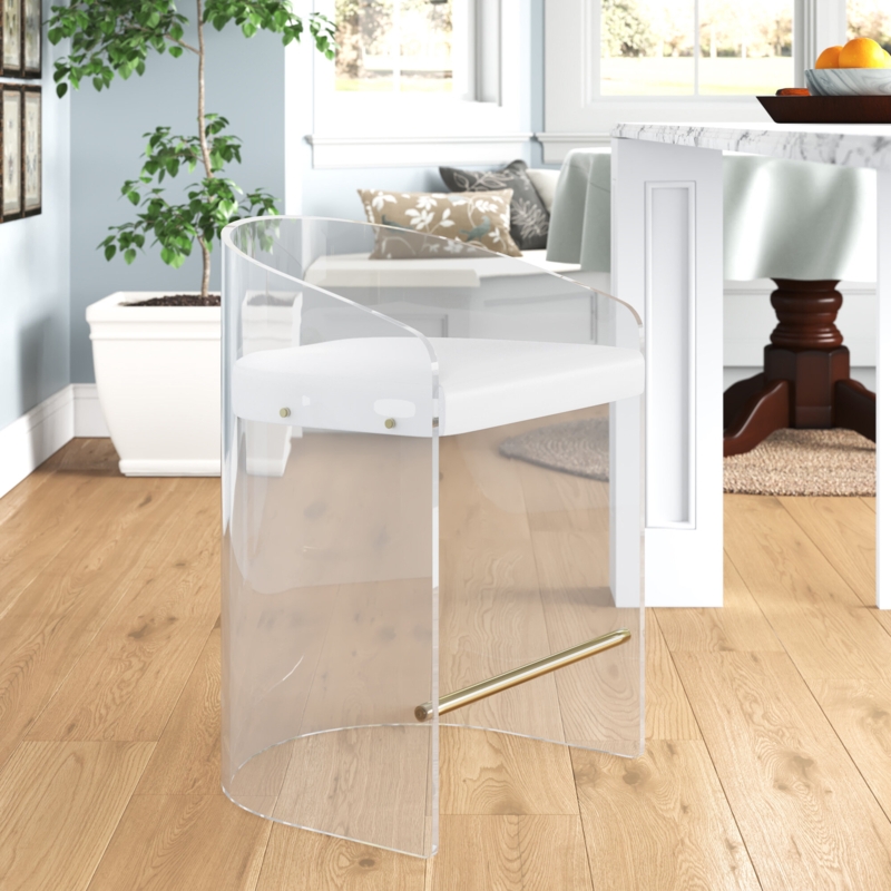 Acrylic Counter Stool with Upholstered Seat