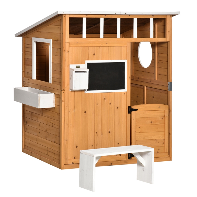 Wooden Playhouse with Open Serving Station