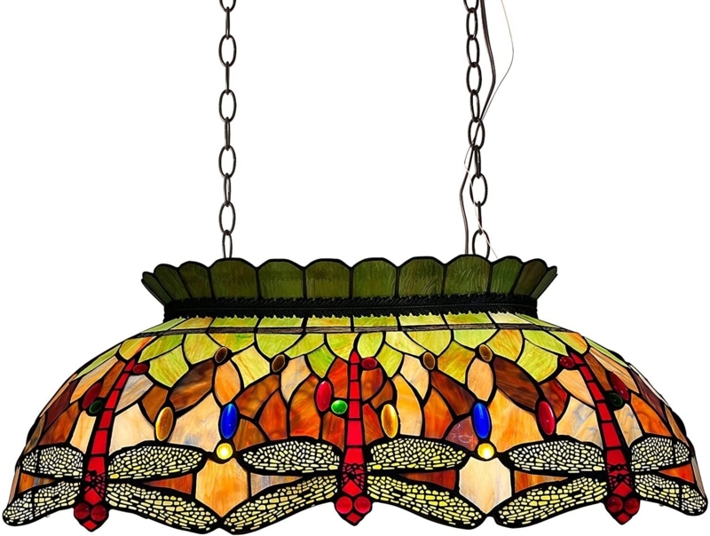 Dragonfly Style Handcrafted Stained Glass Pool Table Light