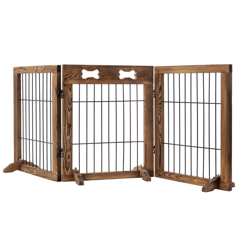Folding Wood and Metal Wire Small Pet Fence