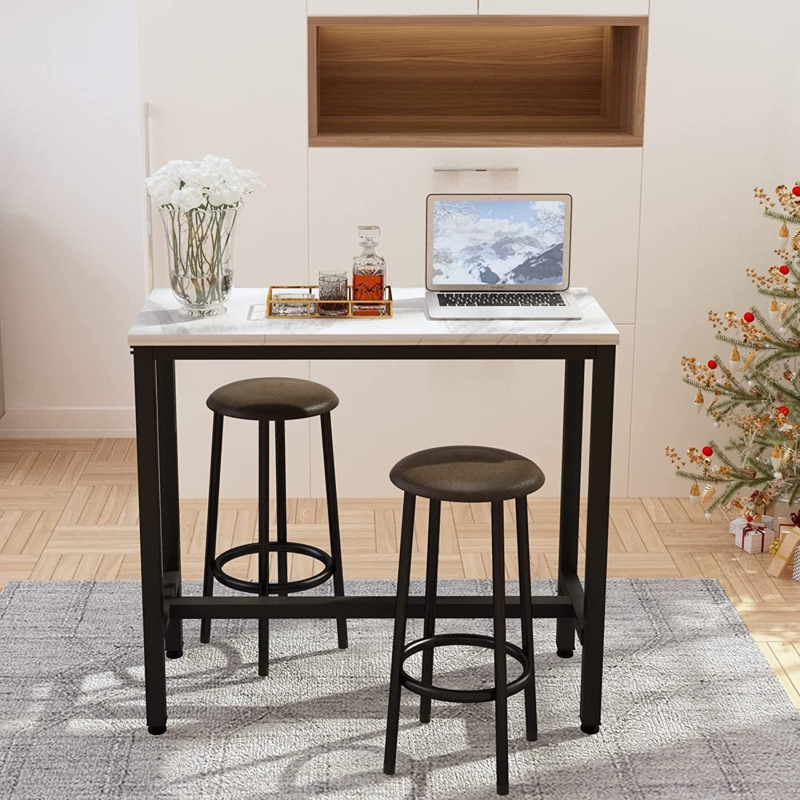 3-Piece Pub Set with Faux Marble Table