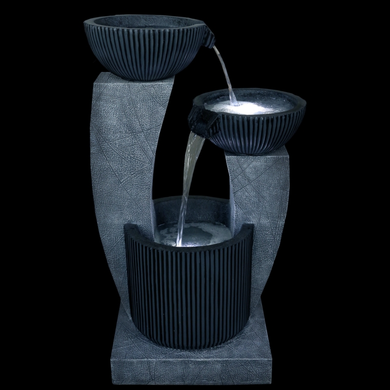 Modern Stone-Look Tiered Outdoor Water Fountain