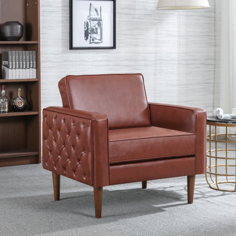 Faux Leather Tufted Armchair