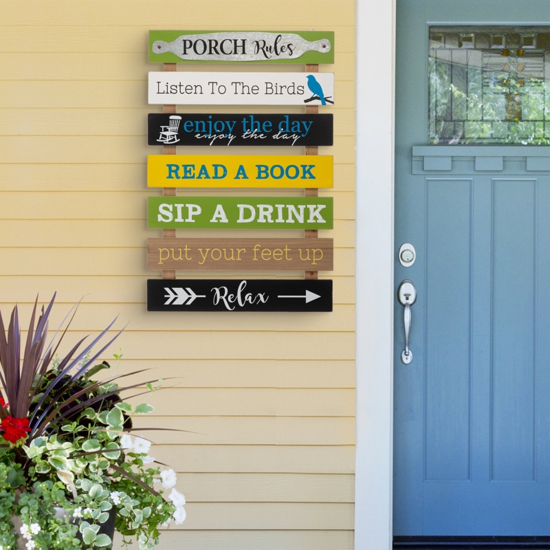 Charming Wood Porch Sign with Stacked Sentiment