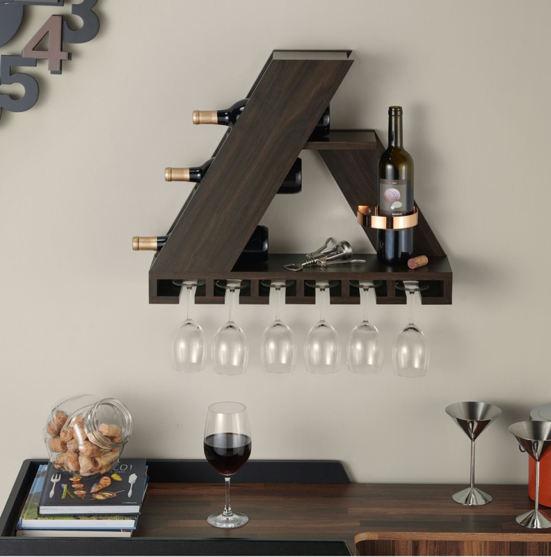 Triangle Wenge Wine Rack with Rosegold Accent