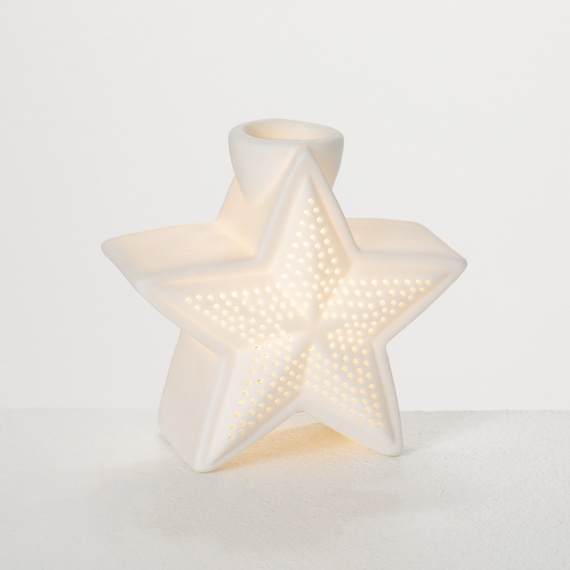 Illuminated Star Taper Candle Holder