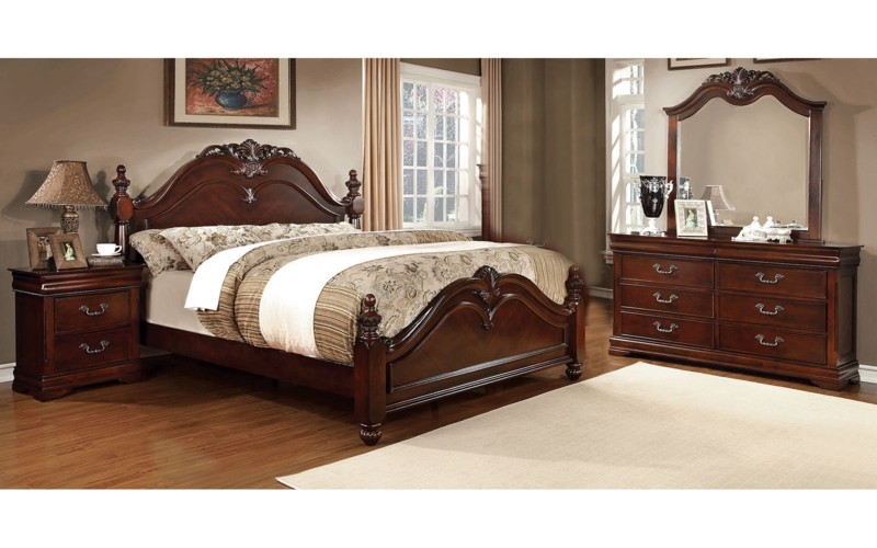 Passion Furniture Louis Philippe Black King Sleigh Wood Bed with High Footboard