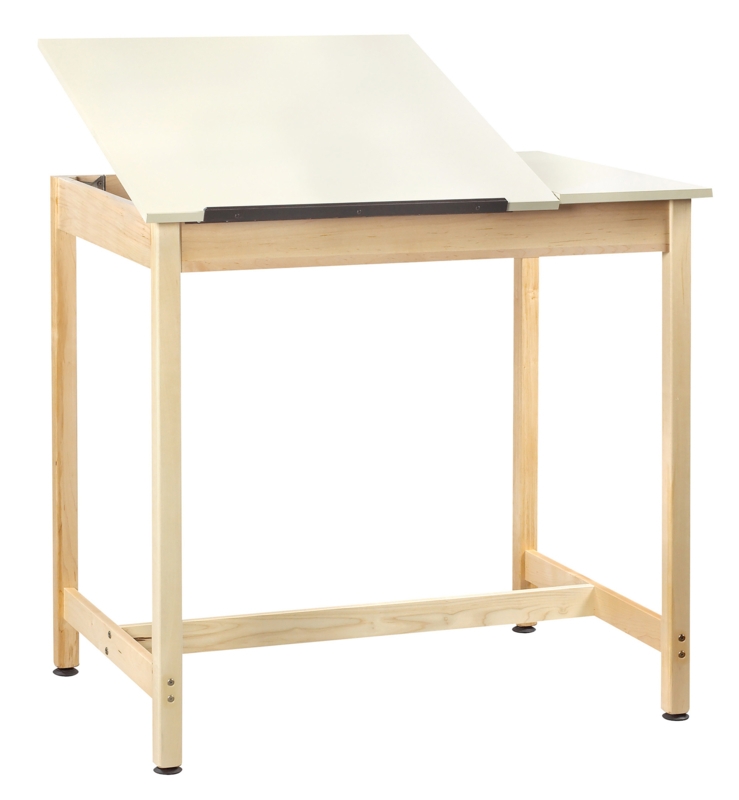 Split Top Drawing Table with Ledge Storage