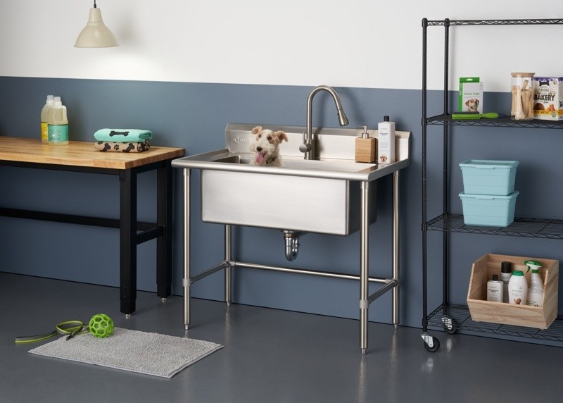 42" L x 24" W Free Standing Laundry Sink with Faucet