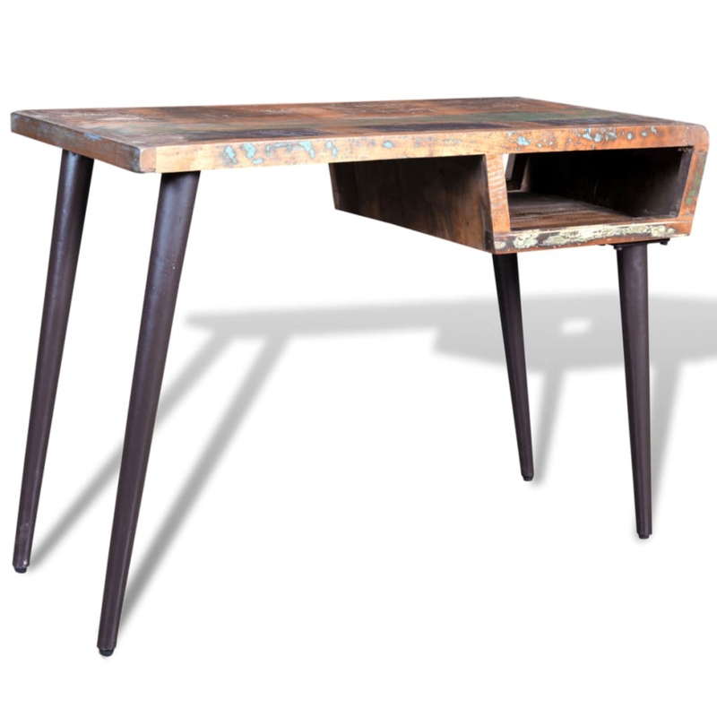 Recycled Wood Writing Desk with Storage Compartment