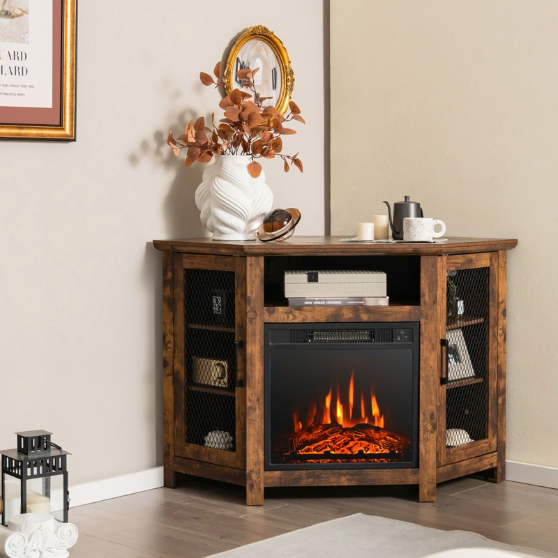 Corner Fireplace TV Stand with Storage