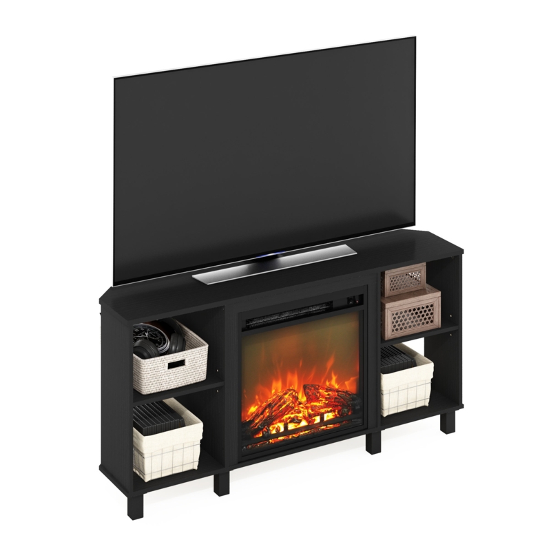 TV Stand with Electric Fireplace and Open Compartments