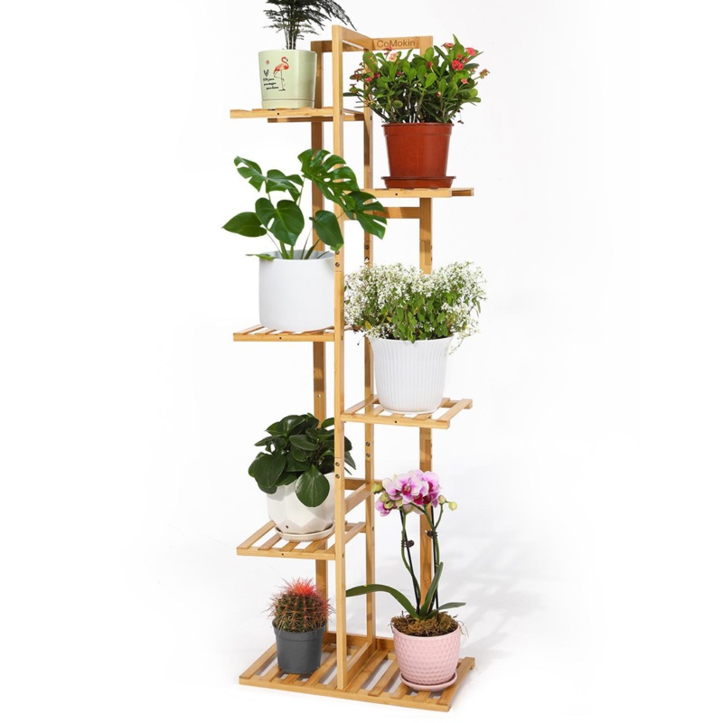 48" Bamboo Plant Stand Rack 6 Tier 7 Potted Indoor&Outdoor Multiple Stand Holder Shelf Rack Planter