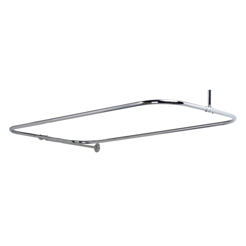 Rectangular Shower Rod with Ceiling and Wall Support