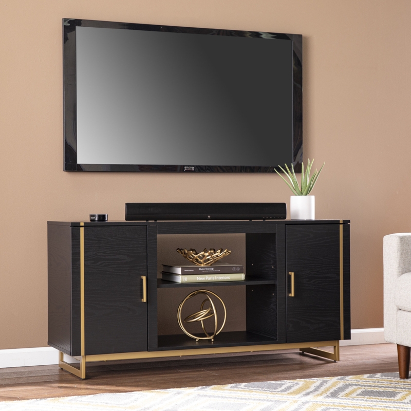 Two-Tone Media Console with Gold Accents