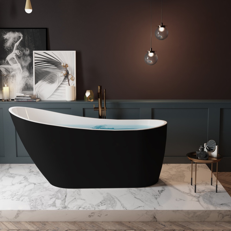 59.1'' x 28.1'' Freestanding Soaking Acrylic Bathtub